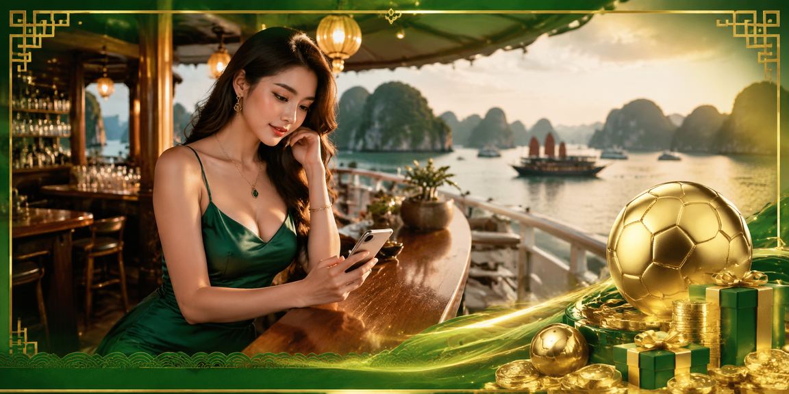 Vịnh Hạ Long lung linh bên cạnh màn hình đăng ký nhận bonus