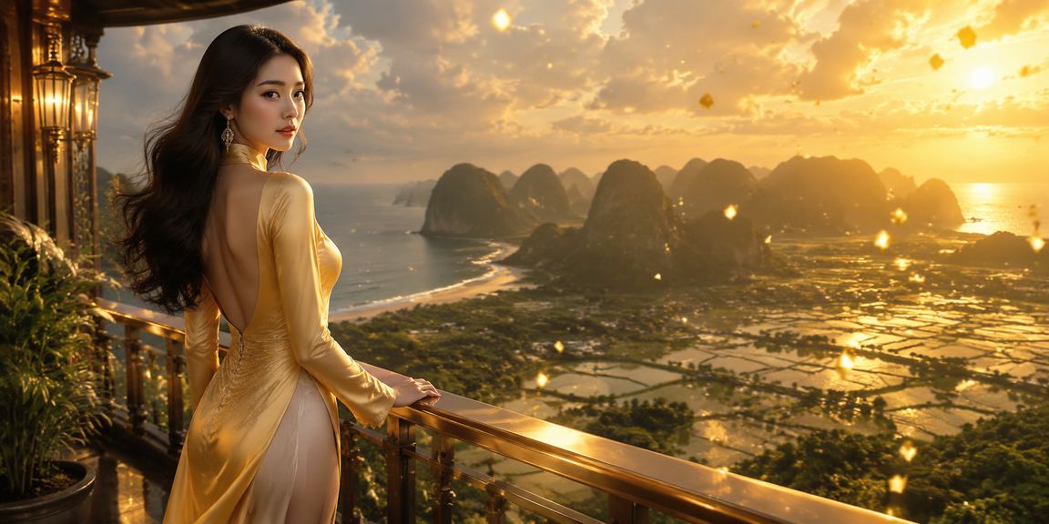 Cô gái mặc áo dài chơi slots tại Ninh Bình trong không khí lễ hội